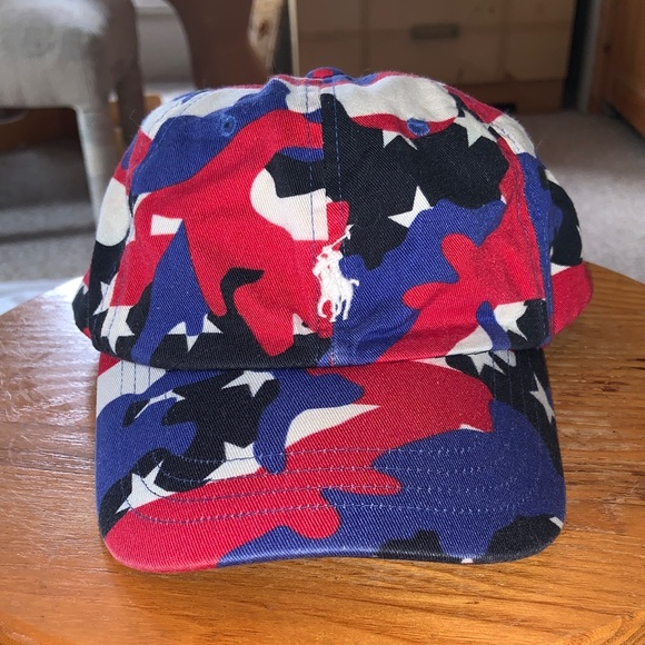 Ralph Lauren POLO patriotic Camo Hat - Redwhite Blue Black UNISEX